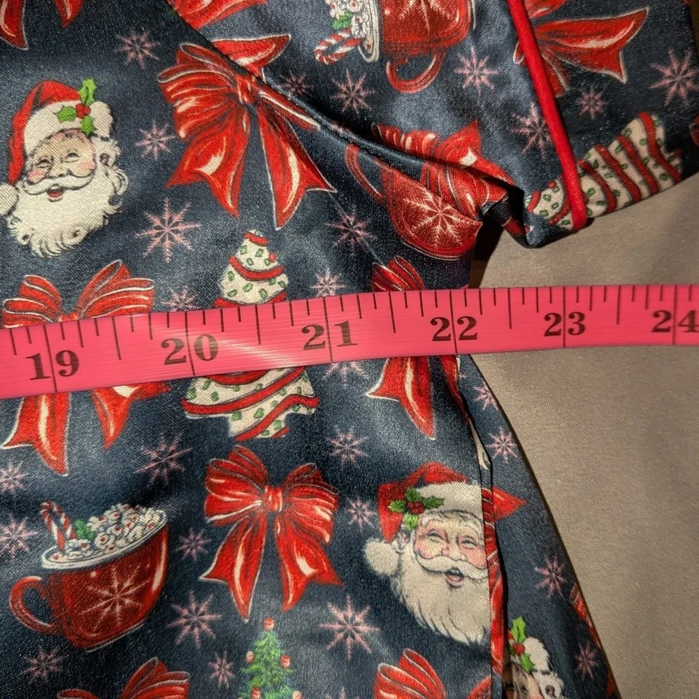 Simply Southern Christmas Pajama Set Santa Tree Ruffle Shorts Large NWT